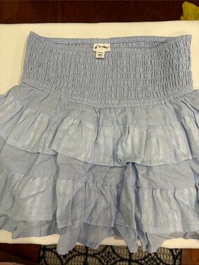 art class  Blue Smocked Tiered Ruffle Skirt